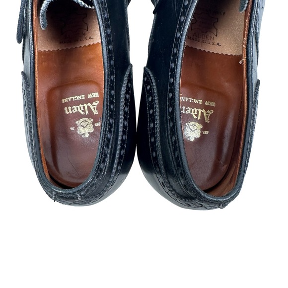Alden 909 Black Calfskin Medallion Tip Oxford Mens Dress Shoes